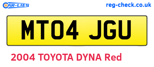 MT04JGU are the vehicle registration plates.
