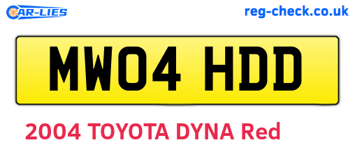 MW04HDD are the vehicle registration plates.