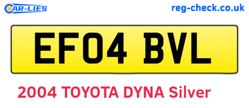 EF04BVL are the vehicle registration plates.