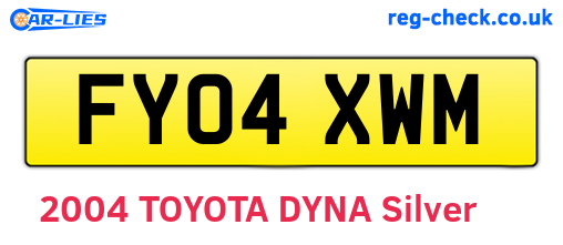 FY04XWM are the vehicle registration plates.