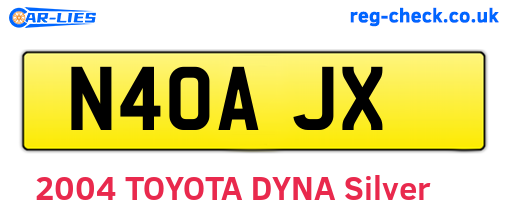 N40AJX are the vehicle registration plates.