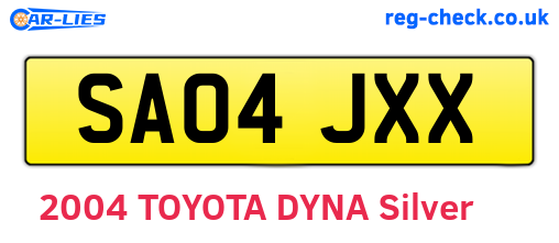SA04JXX are the vehicle registration plates.