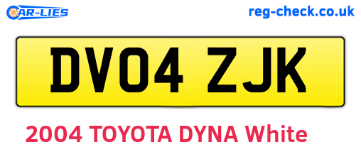 DV04ZJK are the vehicle registration plates.