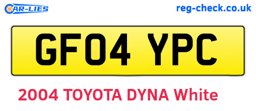 GF04YPC are the vehicle registration plates.