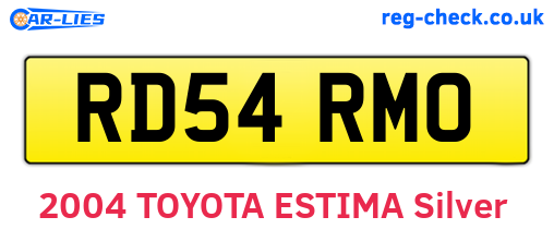 RD54RMO are the vehicle registration plates.