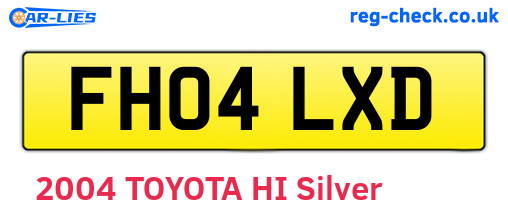 FH04LXD are the vehicle registration plates.