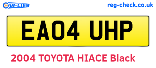 EA04UHP are the vehicle registration plates.