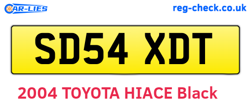 SD54XDT are the vehicle registration plates.