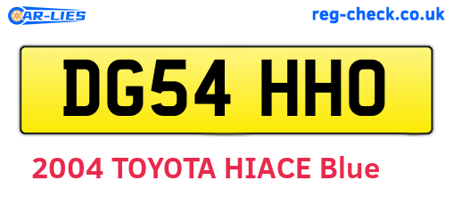 DG54HHO are the vehicle registration plates.