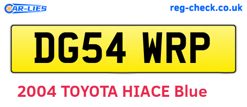 DG54WRP are the vehicle registration plates.