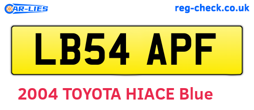 LB54APF are the vehicle registration plates.