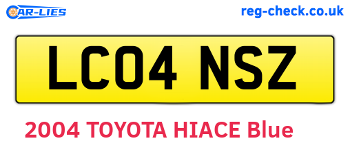 LC04NSZ are the vehicle registration plates.