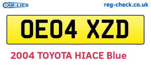OE04XZD are the vehicle registration plates.