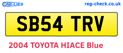 SB54TRV are the vehicle registration plates.