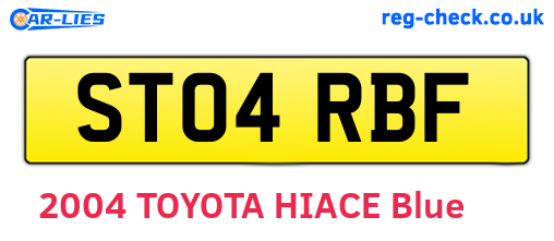 ST04RBF are the vehicle registration plates.