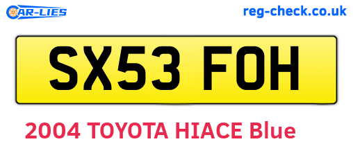 SX53FOH are the vehicle registration plates.