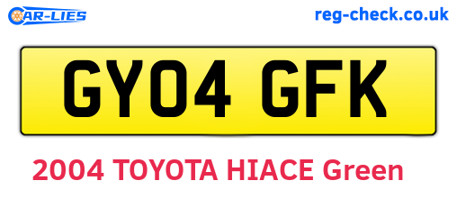 GY04GFK are the vehicle registration plates.