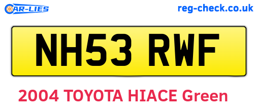 NH53RWF are the vehicle registration plates.