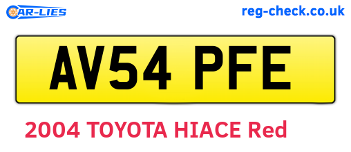 AV54PFE are the vehicle registration plates.