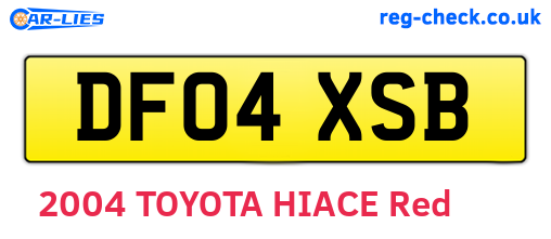 DF04XSB are the vehicle registration plates.