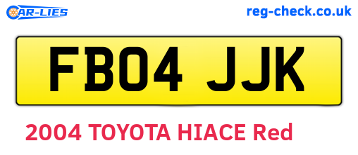 FB04JJK are the vehicle registration plates.