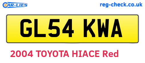 GL54KWA are the vehicle registration plates.