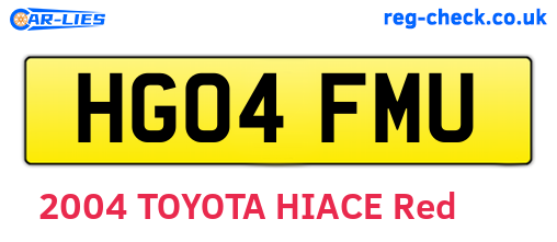 HG04FMU are the vehicle registration plates.