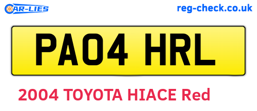 PA04HRL are the vehicle registration plates.