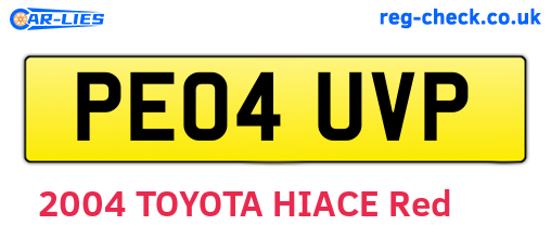 PE04UVP are the vehicle registration plates.