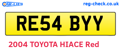 RE54BYY are the vehicle registration plates.