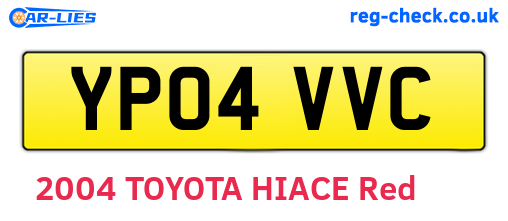 YP04VVC are the vehicle registration plates.