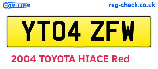 YT04ZFW are the vehicle registration plates.