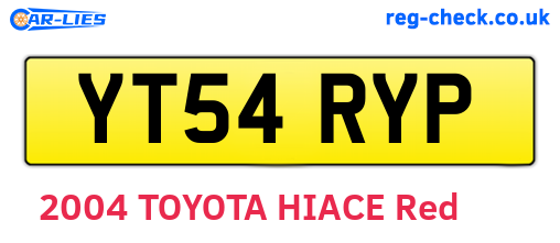 YT54RYP are the vehicle registration plates.
