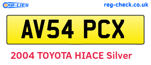 AV54PCX are the vehicle registration plates.