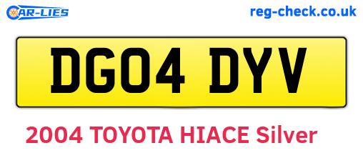 DG04DYV are the vehicle registration plates.