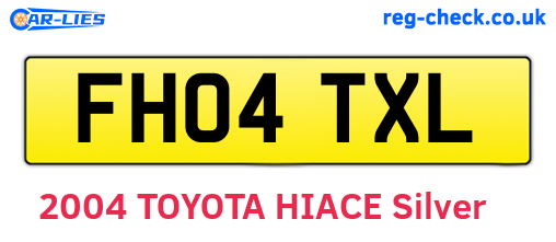 FH04TXL are the vehicle registration plates.