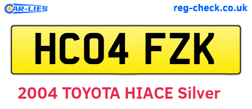 HC04FZK are the vehicle registration plates.