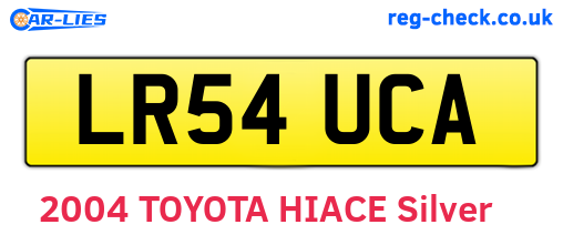LR54UCA are the vehicle registration plates.