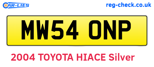 MW54ONP are the vehicle registration plates.