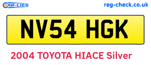NV54HGK are the vehicle registration plates.