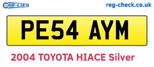 PE54AYM are the vehicle registration plates.
