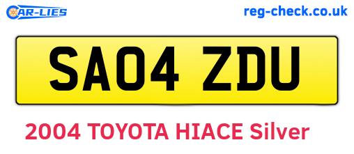 SA04ZDU are the vehicle registration plates.