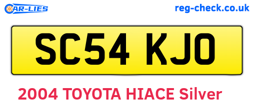SC54KJO are the vehicle registration plates.