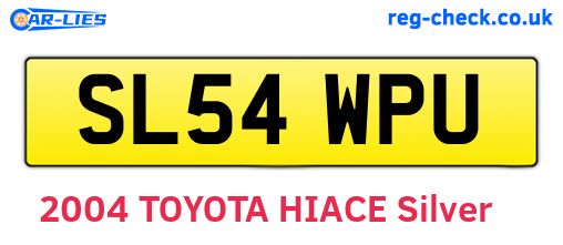 SL54WPU are the vehicle registration plates.