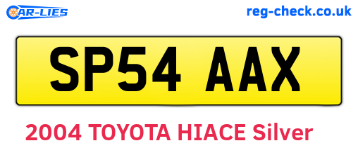 SP54AAX are the vehicle registration plates.