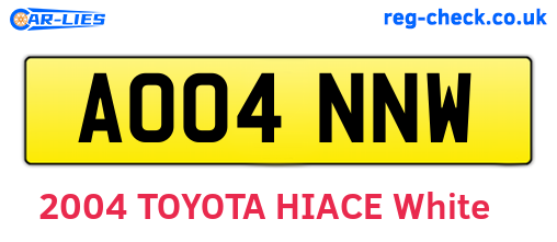 AO04NNW are the vehicle registration plates.