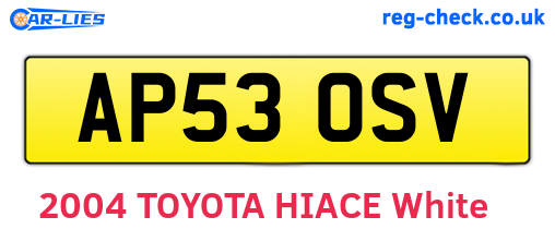 AP53OSV are the vehicle registration plates.
