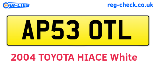 AP53OTL are the vehicle registration plates.