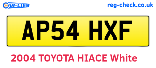 AP54HXF are the vehicle registration plates.
