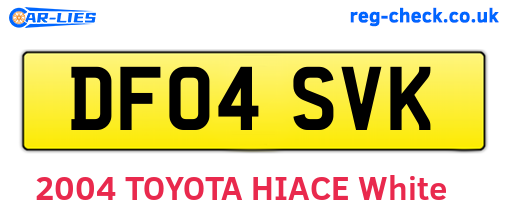 DF04SVK are the vehicle registration plates.